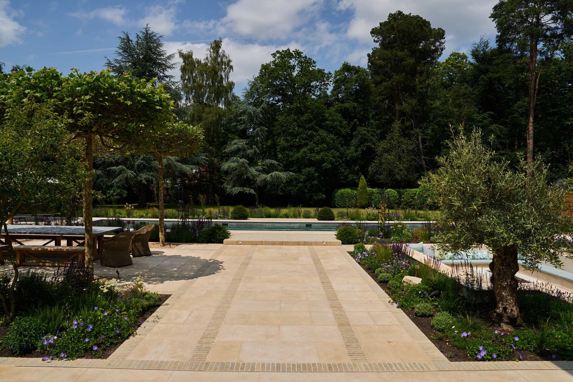 daytime long view towards pool Tim Miller Garden Design