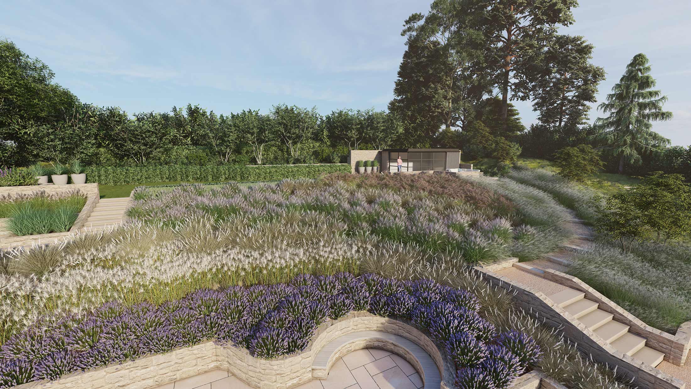 CGI visual made by Tim Miller Design for a garden designed by Rae Wilkinson