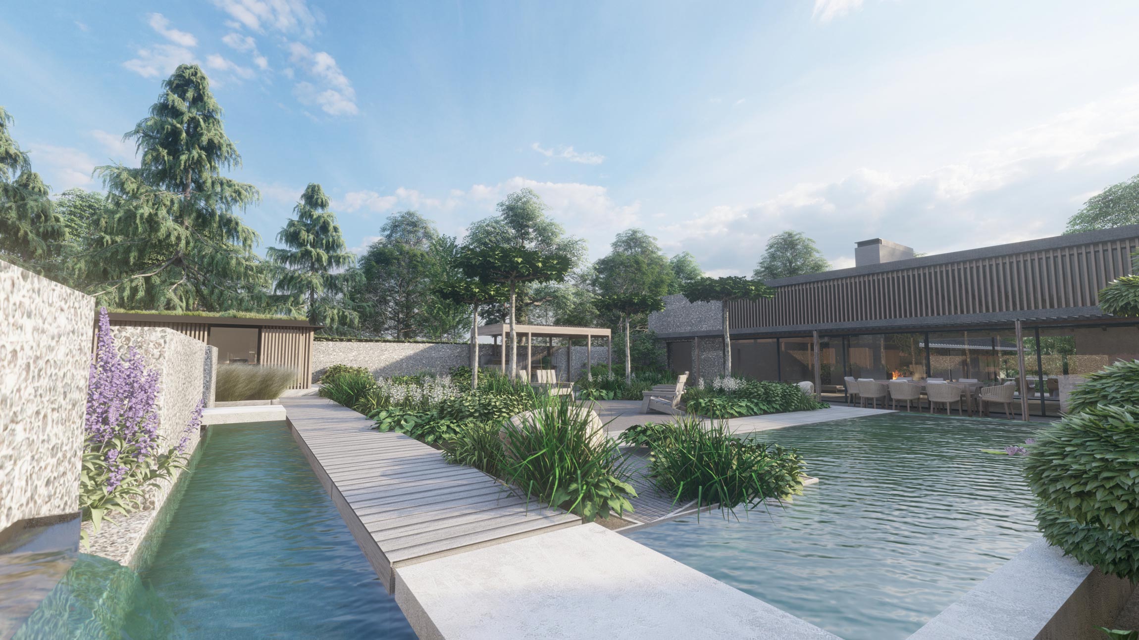 CGI visual of a modern garden design for Rae Wilkinson