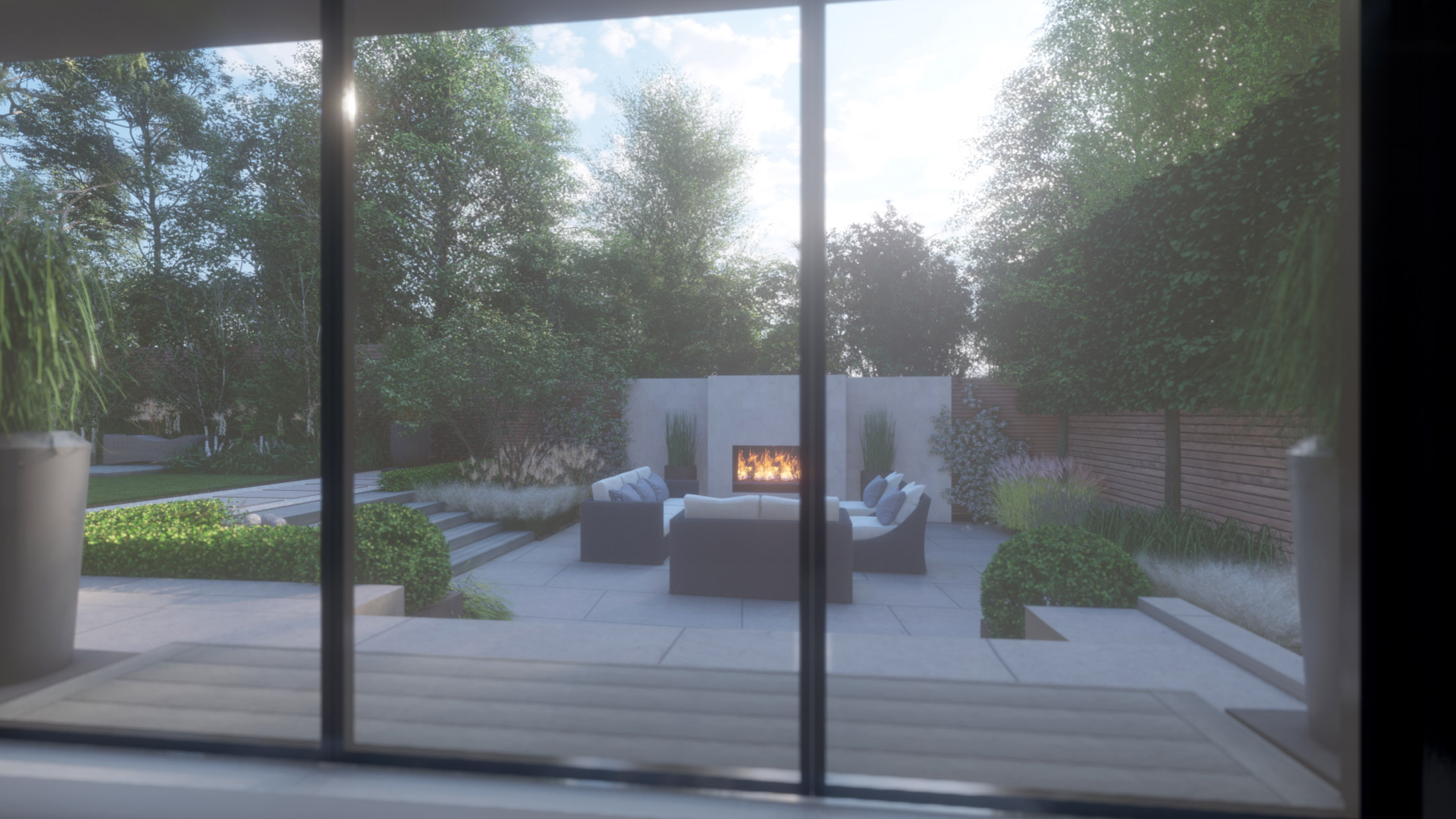 Esher garden view from inside. Tim Miller Design